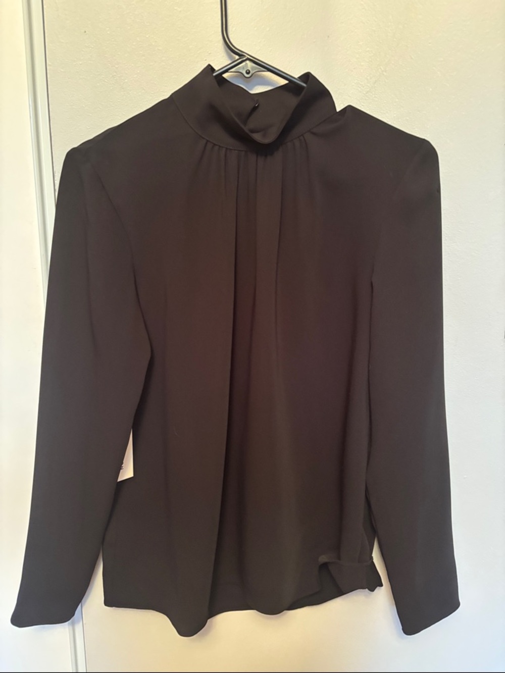 Babaton Harwell Women's Black Long-Sleeve Mock Neck Blouse